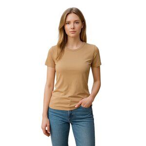 (F-165) Never fully,womens shorts sleeves top size S beige‎ color